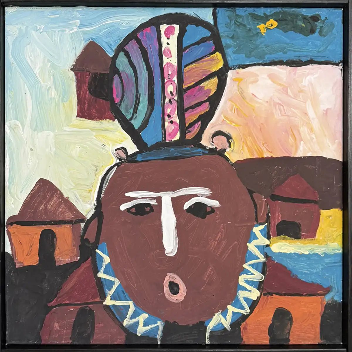 Il Quadro African Queen di Shine Tani esposto su una parete come pezzo focale.