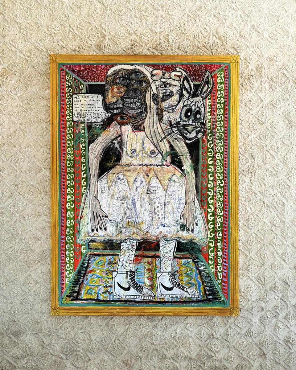 Quadro Alice nel paese delle meraviglie di Massimiliano Precisi, pittura surreale a tecnica mista.