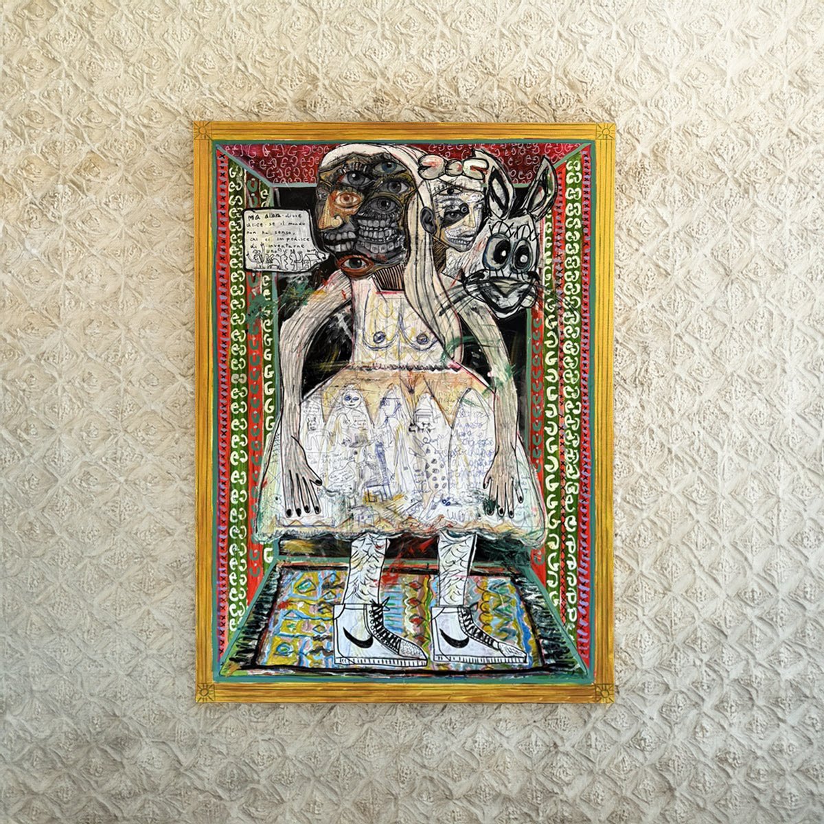 Quadro Alice nel paese delle meraviglie di Massimiliano Precisi, pittura surreale a tecnica mista.