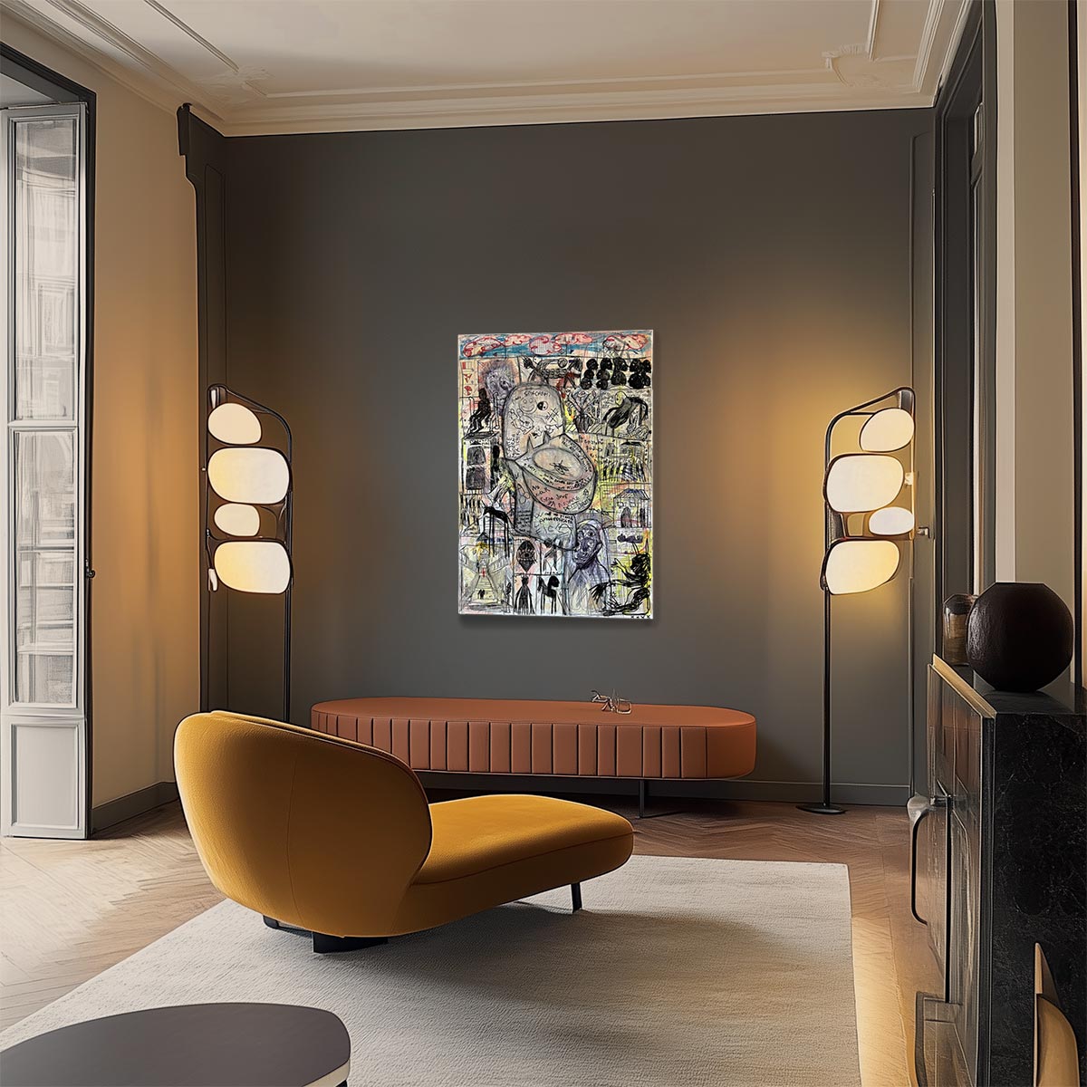 Primo piano del gabinetto antropomorfizzato, figura centrale del Quadro Bagno Pubblico.