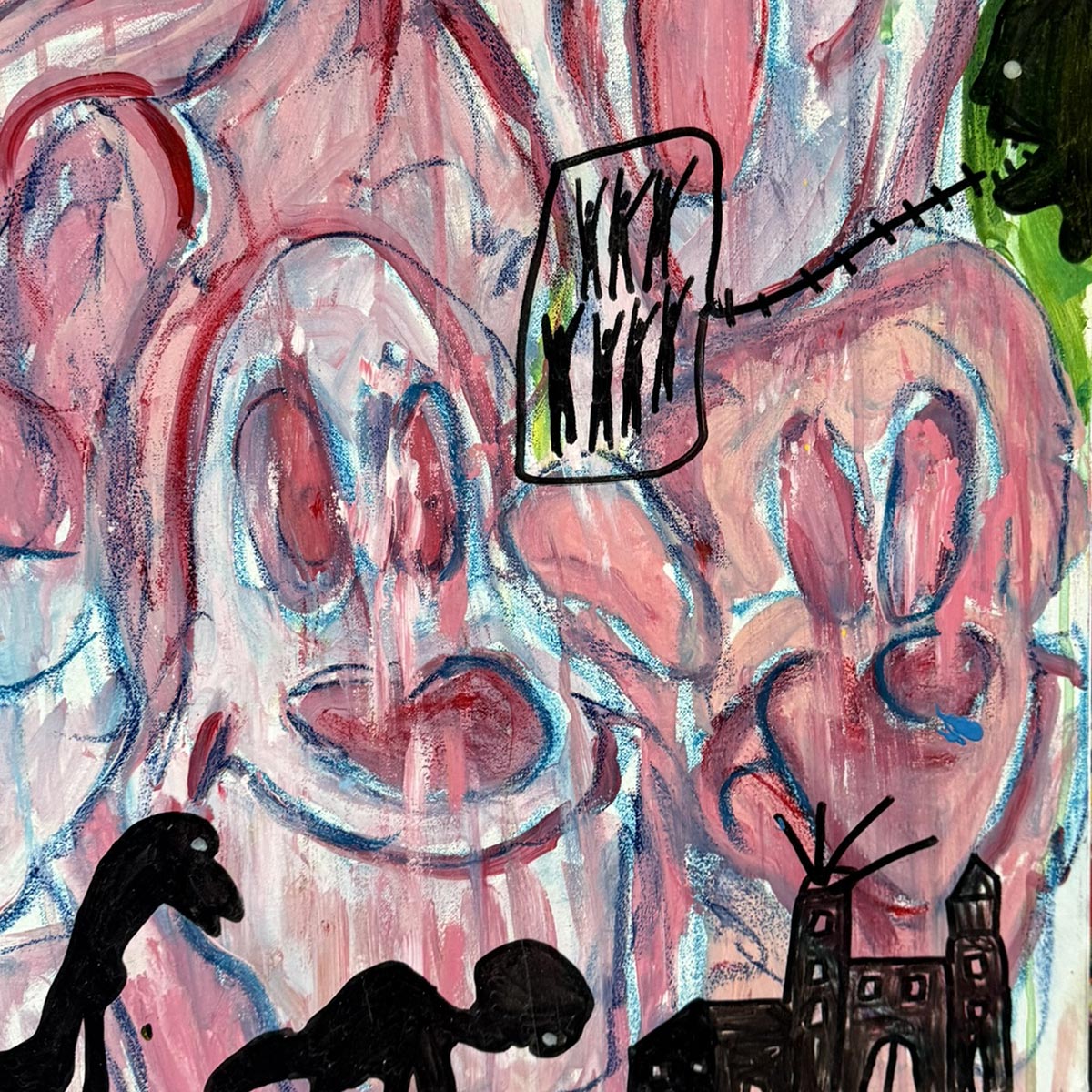 Vista angolata del Quadro Biancaneve Mela Rossa che mostra la texture della tela cucita.