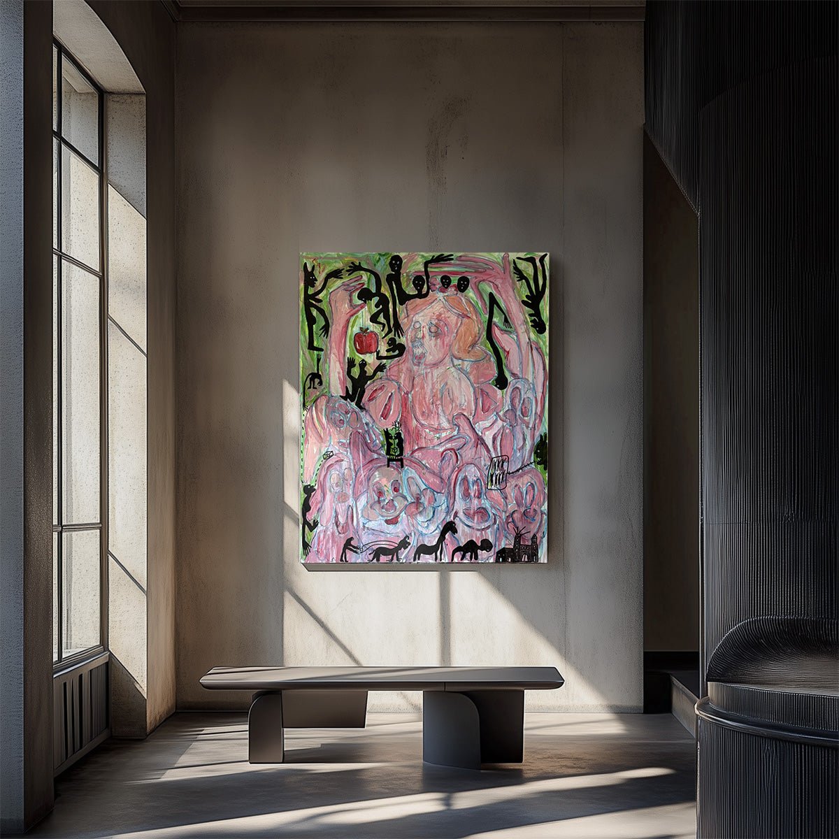 Primo piano della mela rossa, icona sinistra al centro del quadro Biancaneve Mela Rossa.