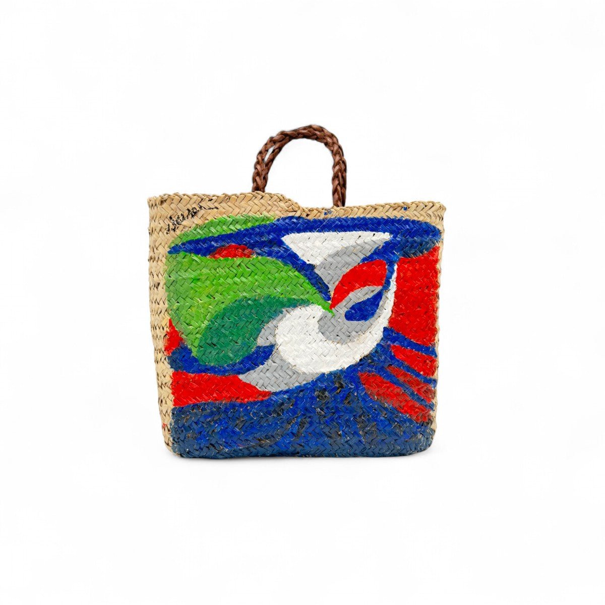 Dettaglio della resistente paglia intrecciata della borsa artigianale La Vela dell'Anima.