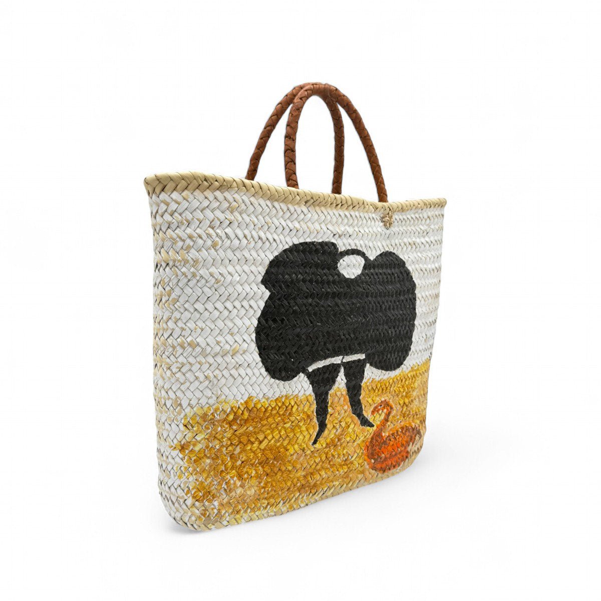 Dettaglio della paglia intrecciata naturale della borsa artigianale di Carlo Farsetti.