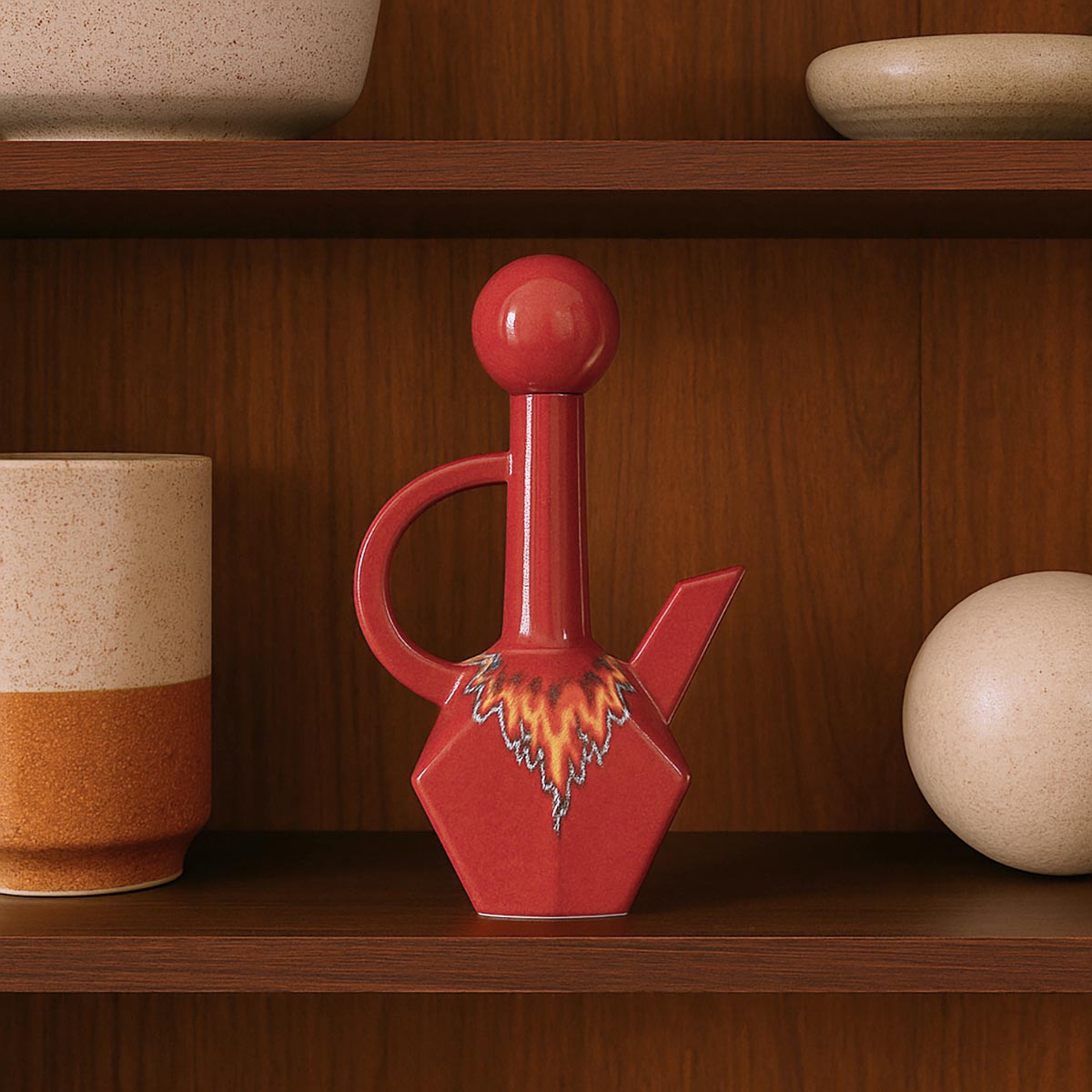 Profilo della Brocca Lava Gem che mostra il contrasto tra il manico squadrato e il corpo.