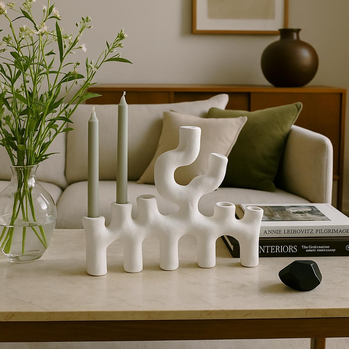 Primo piano delle linee sinuose e quasi viventi del Candelabro Vermocane.