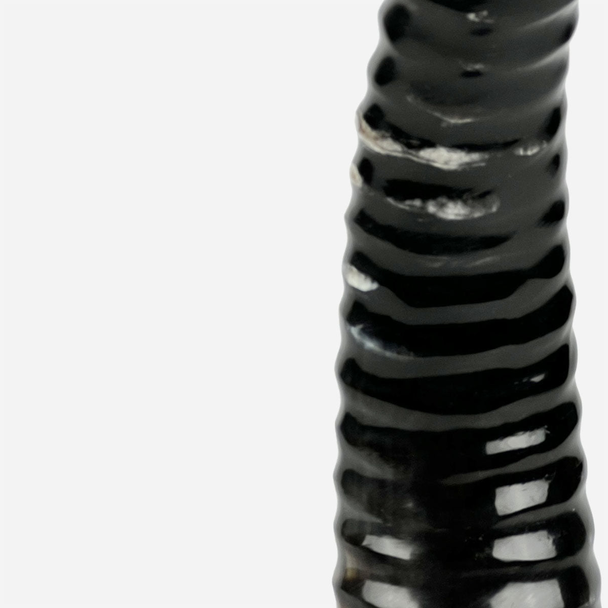 Vista ravvicinata della punta finemente lavorata della Scultura Corno Africano