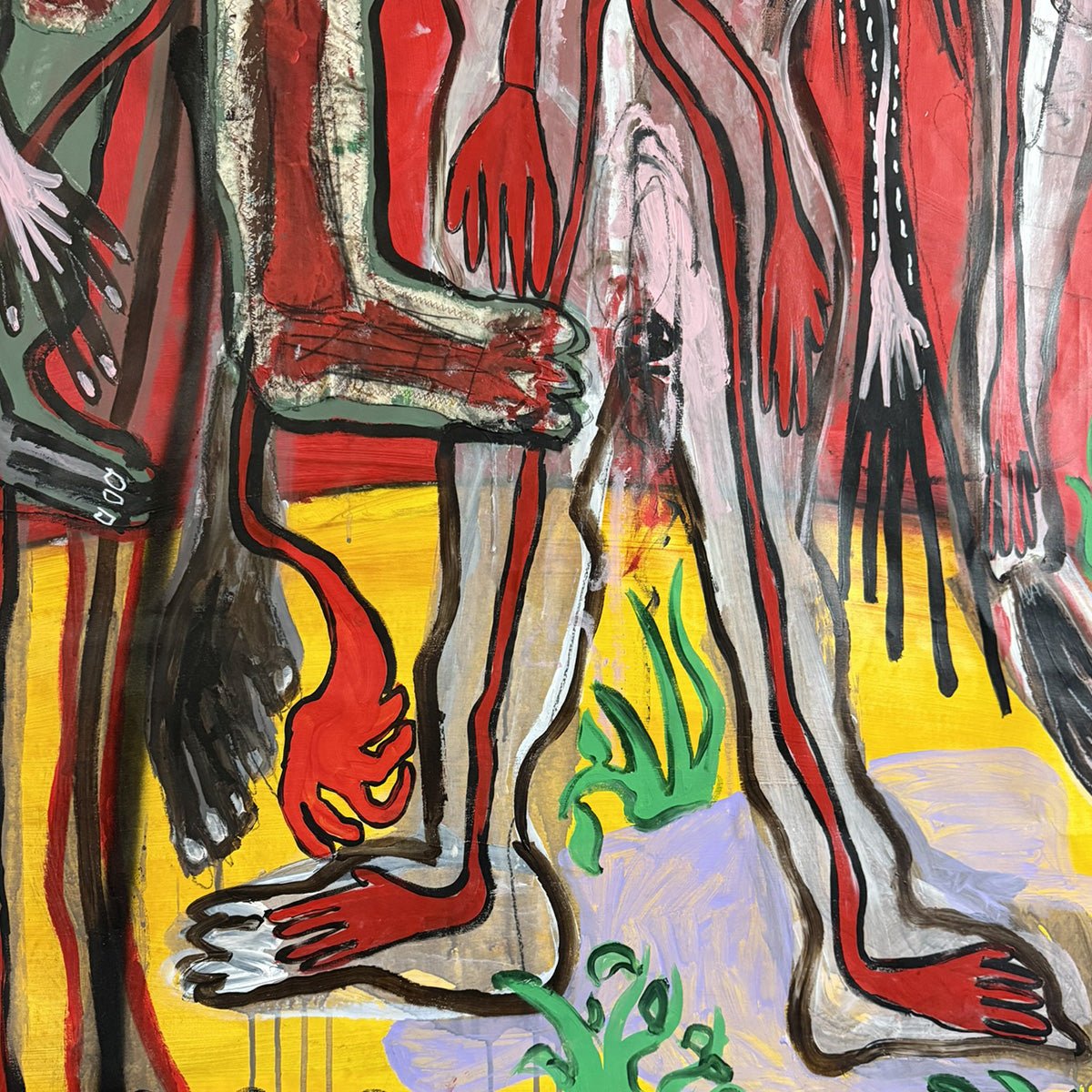 Il quadro di Precisi come pezzo focale in un salotto dal design contemporaneo.