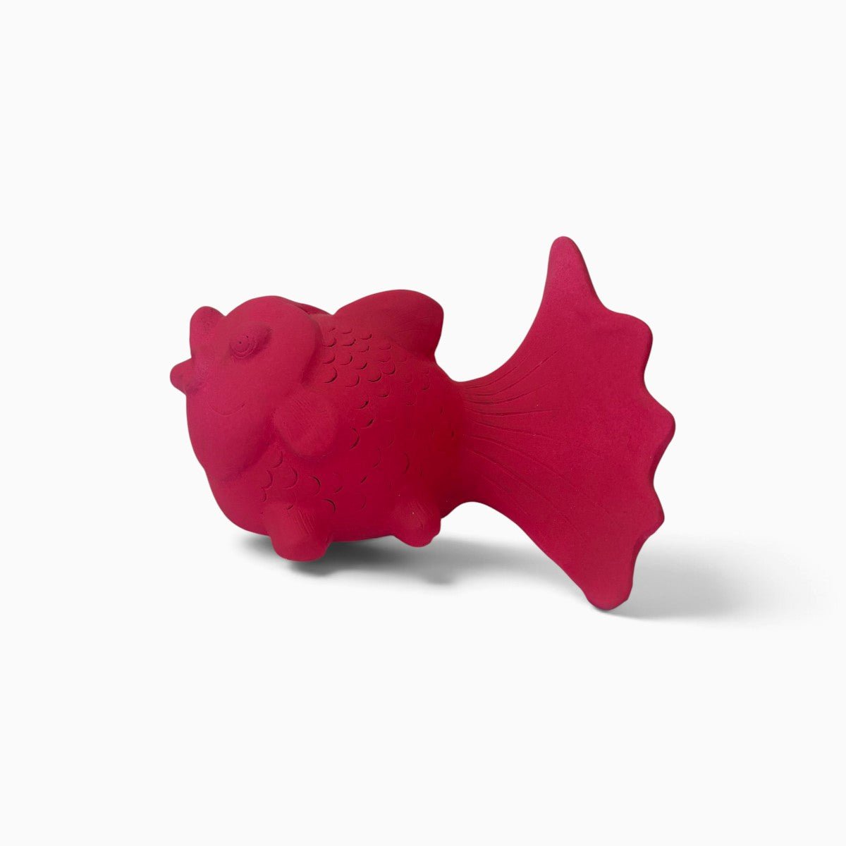 Scultura decorativa Flutto in ceramica lampone con grande coda e finitura gessosa