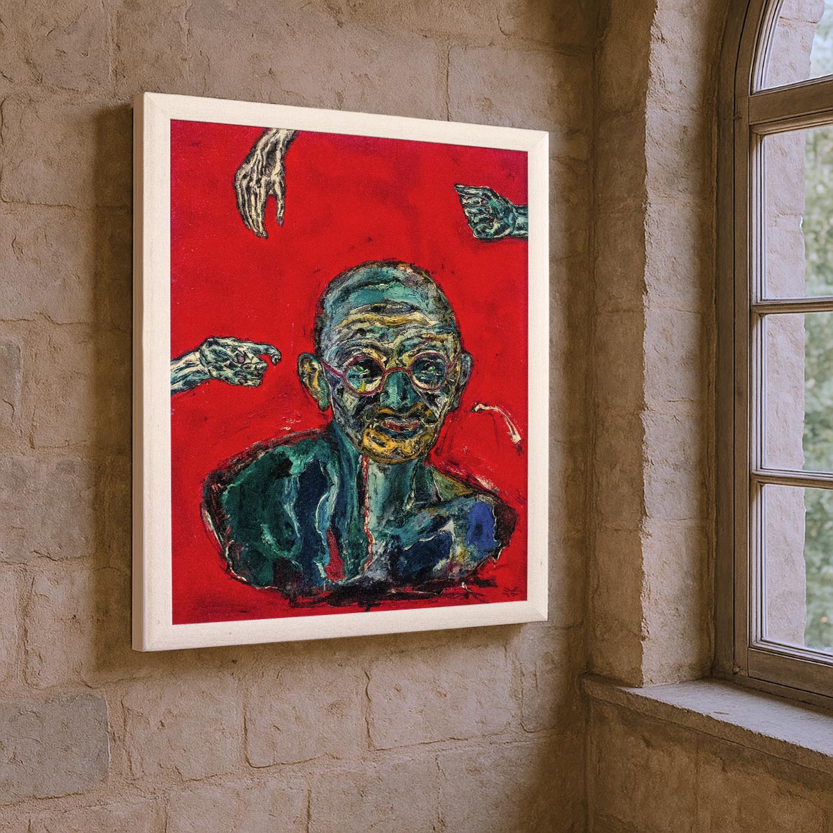 Particolare della tecnica materica e delle pennellate viscerali sul quadro di Precisi.