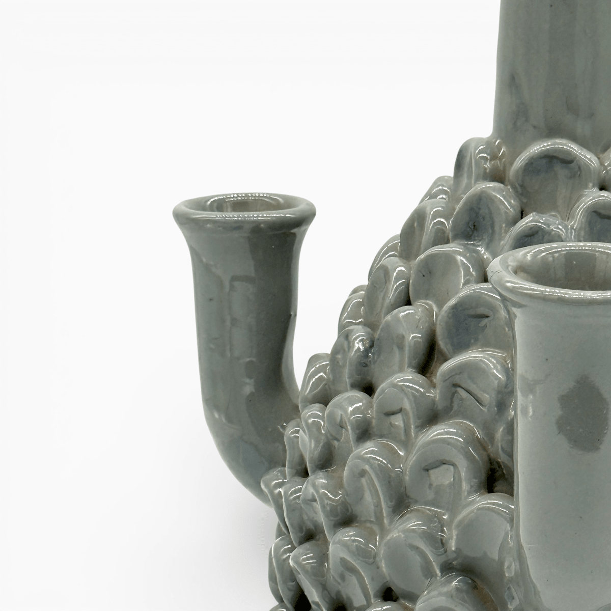 Complemento arredo lusso vaso grigio smaltato fatto a mano