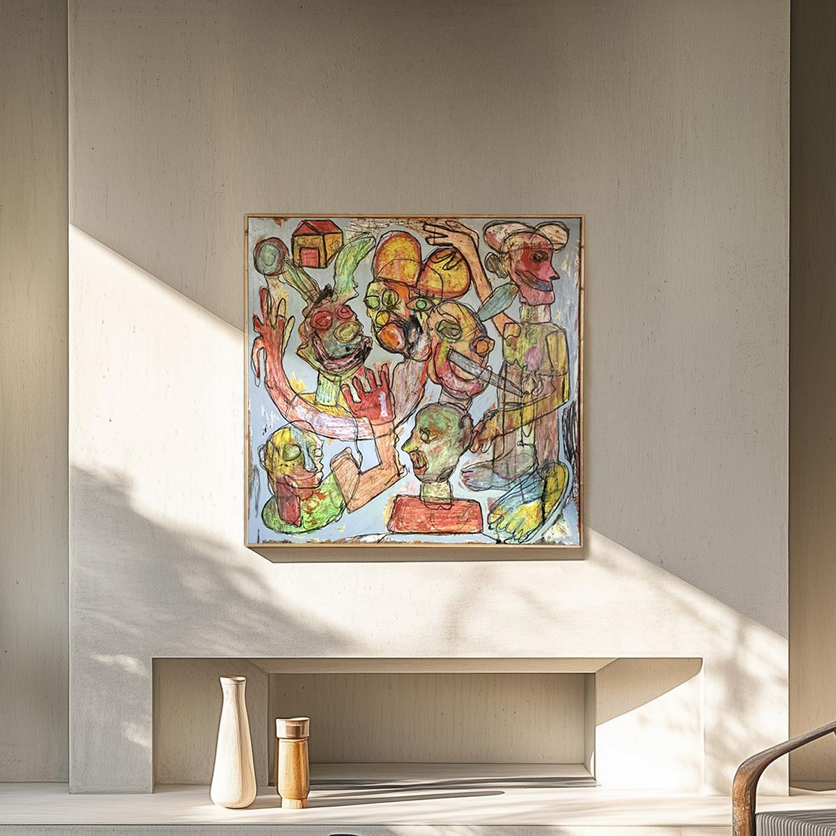 Dettaglio delle figure antropomorfe e caotiche che circondano il Burattinaio.