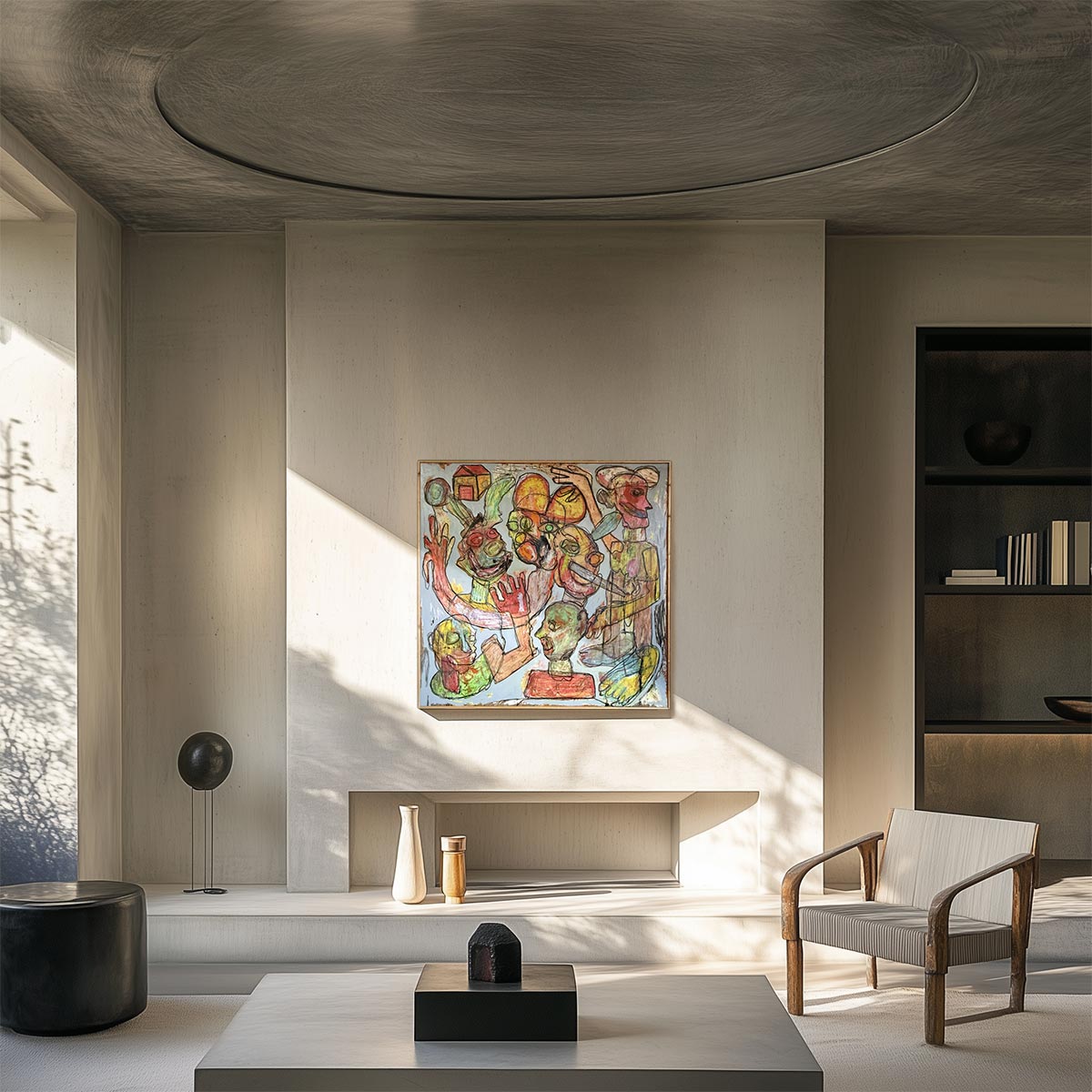 Primo piano della figura centrale frammentata del Burattinaio, con mani inquietanti.