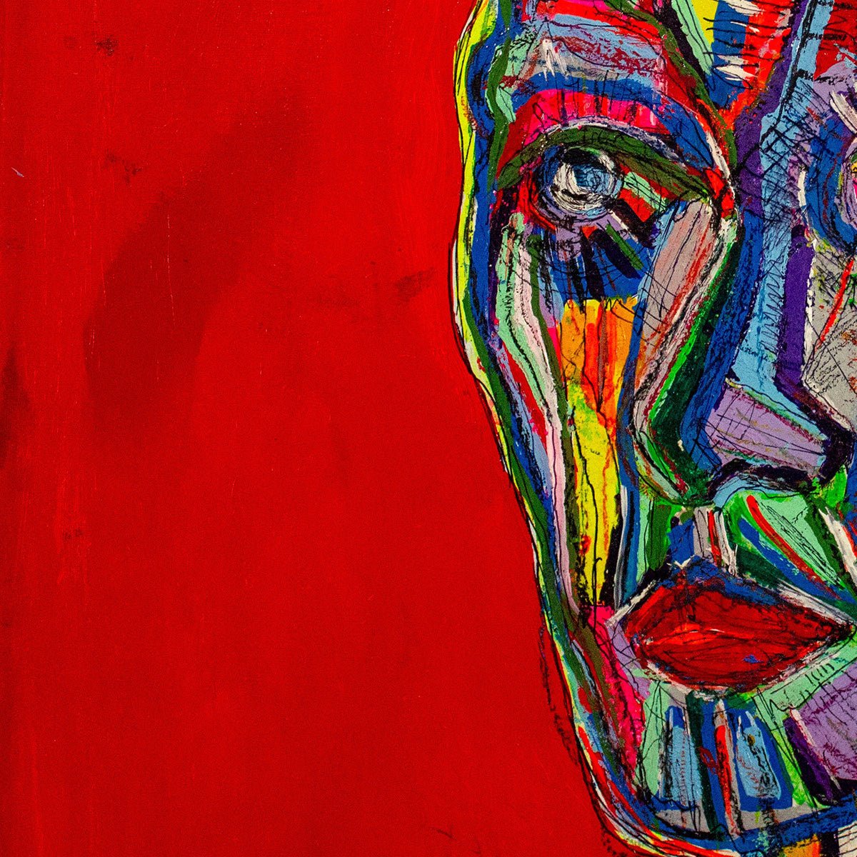 Dettaglio dell'acrilico materico e delle pennellate graffianti usate da Precisi.