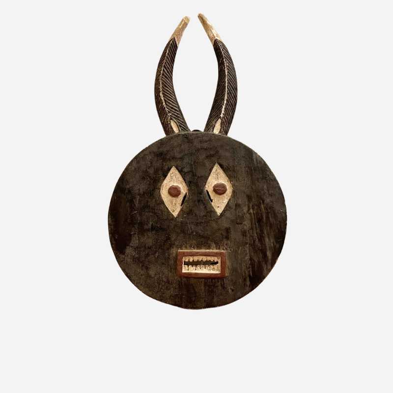 Autentica Maschera Bwa con corna, scultura tribale in legno dal Burkina Faso.