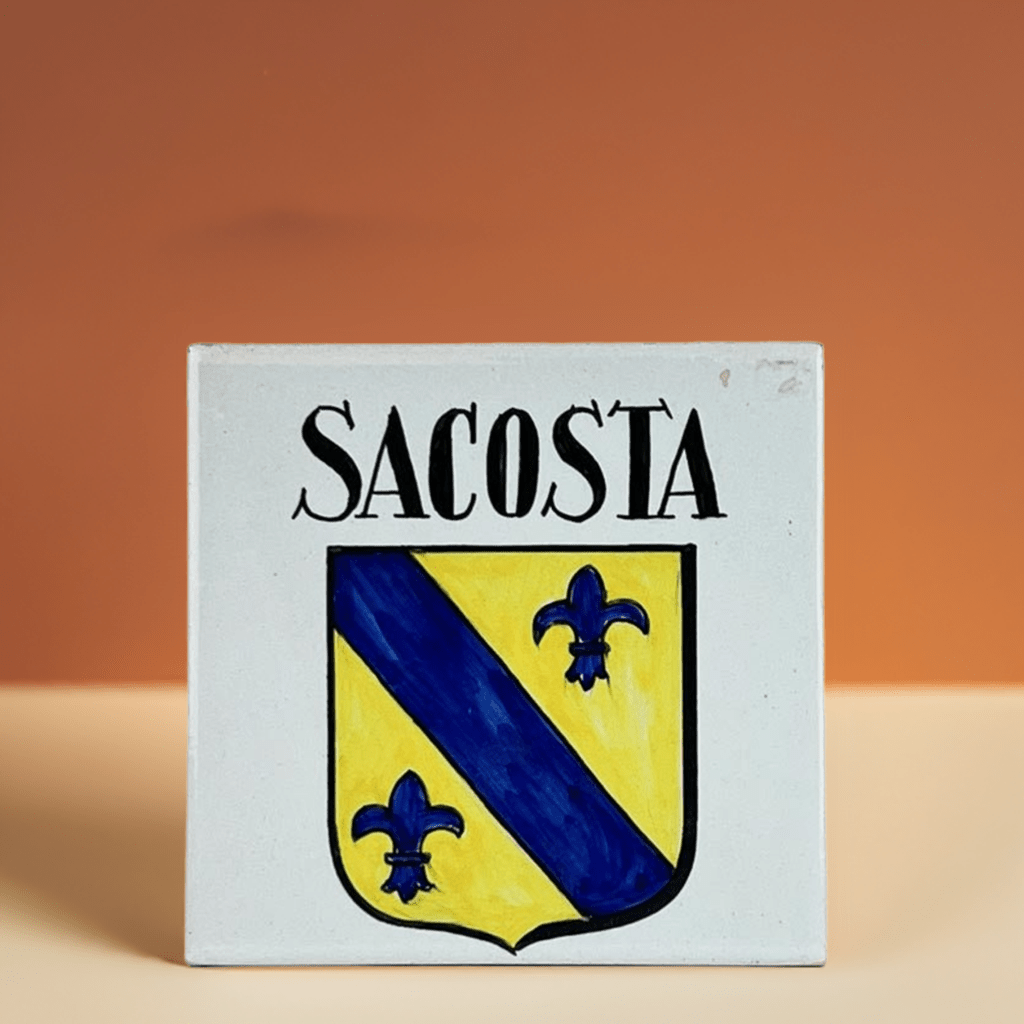 Dettaglio della smaltatura lucida e dei colori vivaci di una Mattonella Enrique Yuste.