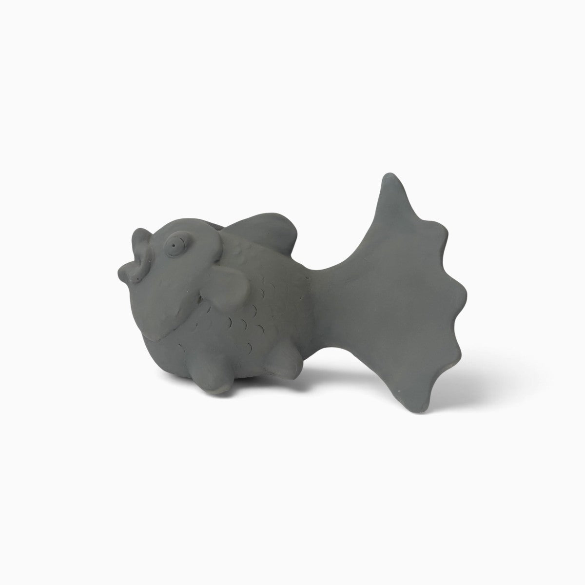 Scultura decorativa Nereo in ceramica grigia con grande coda e dettagli modellati