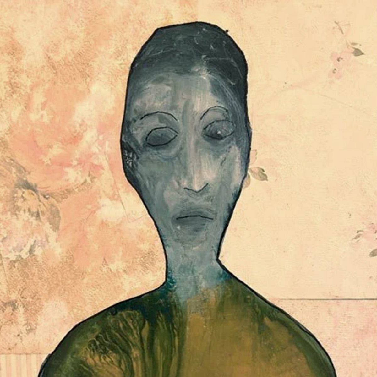 L'opera Ombre della Mente di R95 esposta su una parete bianca in una galleria d'arte.