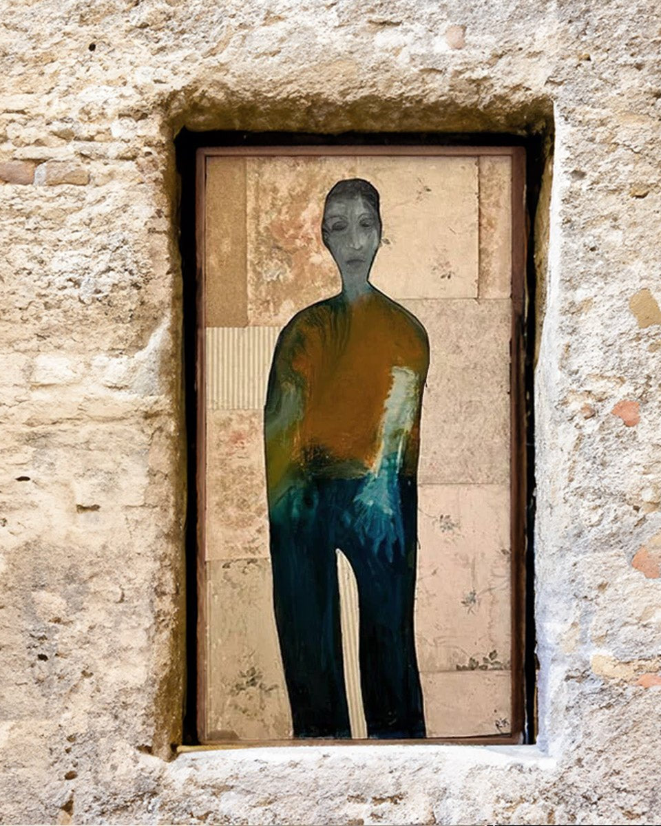Opera Ombre della Mente di R95, un pezzo di Art Brut a tecnica mista su tela.
