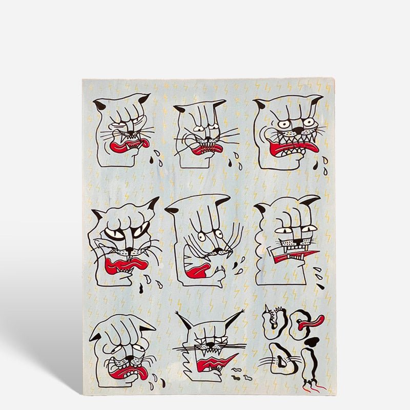 Dettaglio delle linee nere e rosse, affilate e taglienti, che definiscono la composizione.