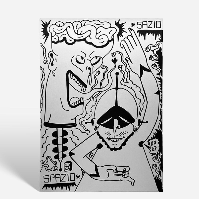 Dettaglio della parola "SPAZIO" che emerge come fulcro concettuale dell'opera di Uodi.