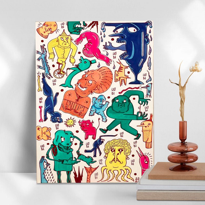 Dettaglio di una figura bizzarra nel dipinto Opus #4 di Uodi