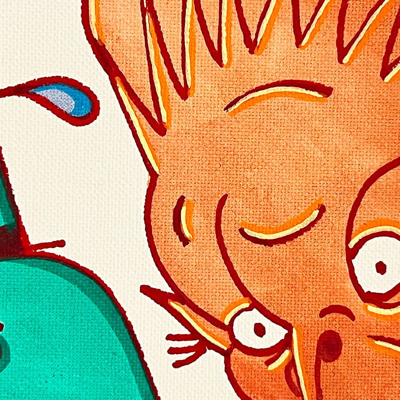 Dettaglio di una figura bizzarra nel dipinto Opus #4 di Uodi