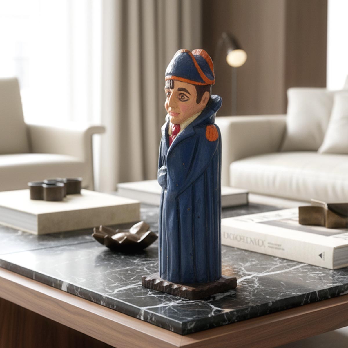 La scultura di Napoleone su una scrivania in uno studio, come pezzo da conversazione.