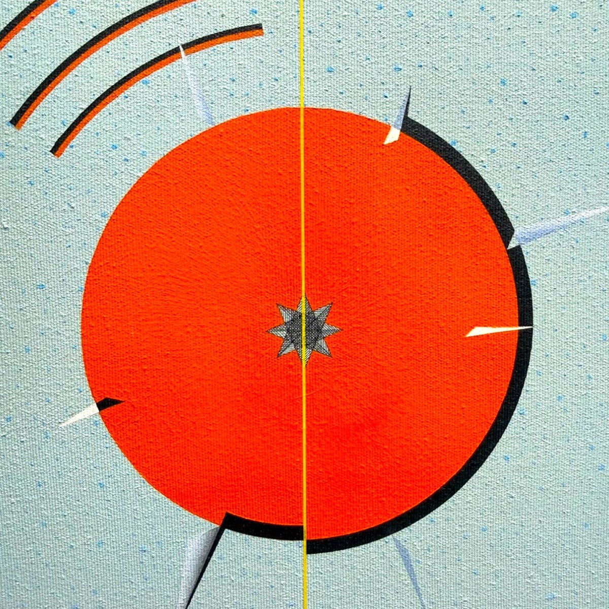 Sfere colorate rosso, rosa e arancio che emettono frequenze visive concentriche.