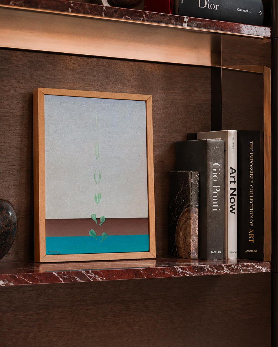 Quadro surrealista Matteo Balistreri "Metamorfosi Verticale", arte originale 1975.