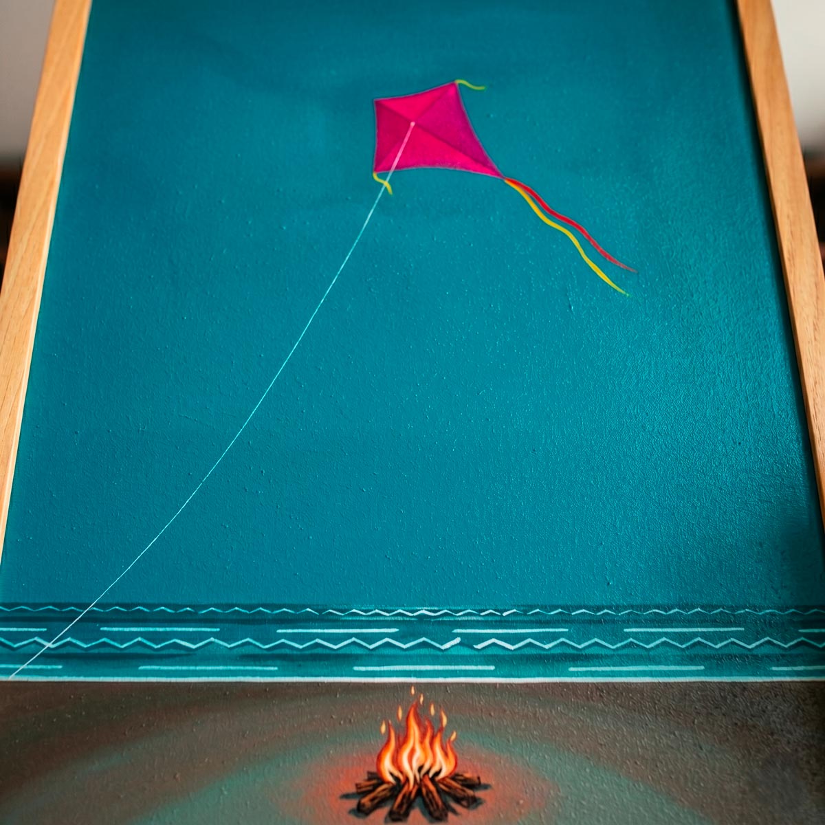 Sintesi grafica delle onde del mare e ricordo d'infanzia ad Aspra, Sicilia.