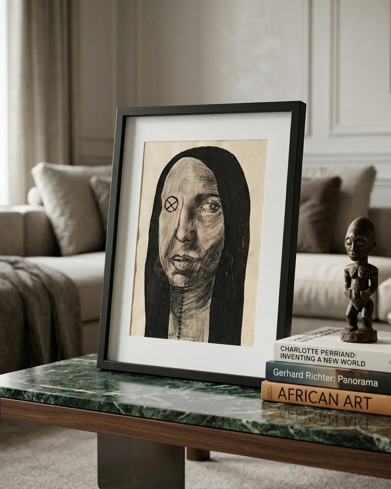 Quadro espressionista Precisi "Sguardo Suturato", collezione Sguardi Stratificati.