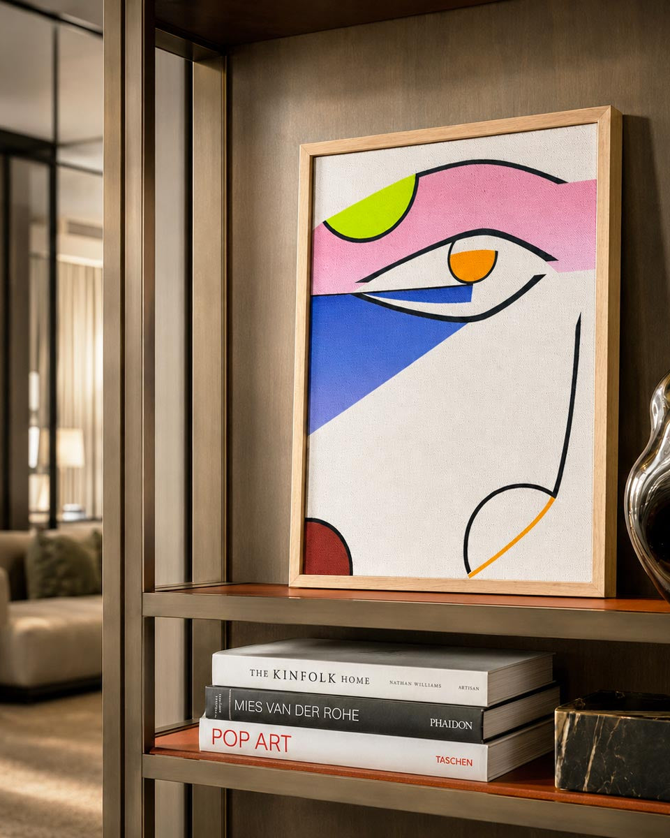 Quadro volto astratto Matteo Balistreri "Vele, acrobati, volto", opera del 1992.
