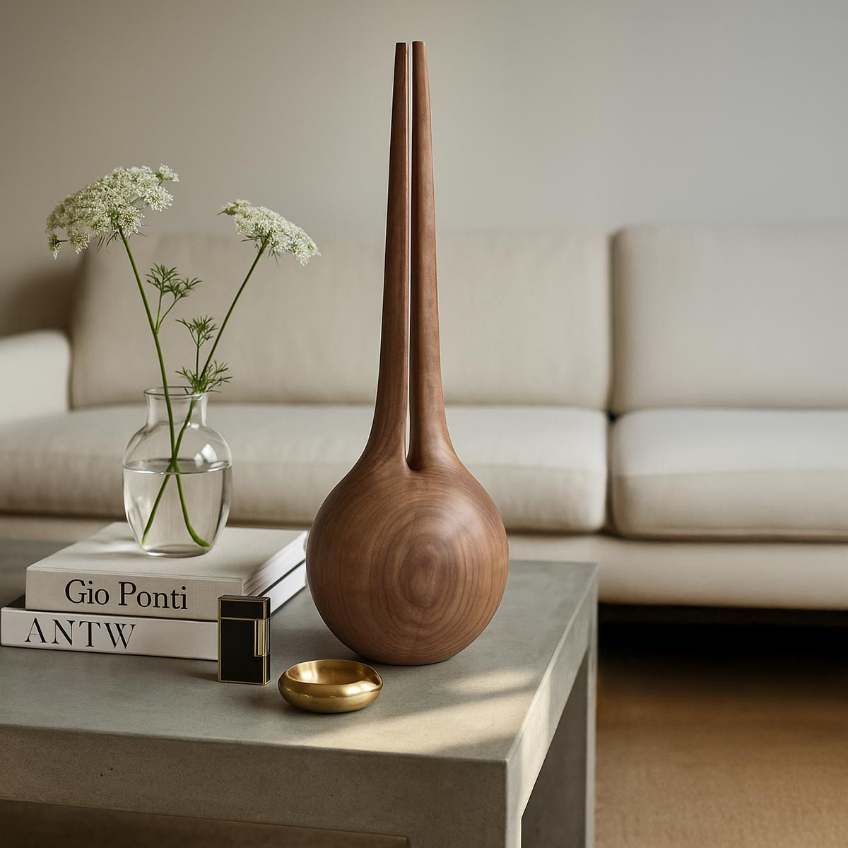 Scultura in legno di ciliegio verticale, Ciliegio 2, pezzo unico firmato Estebanland per Vicode.