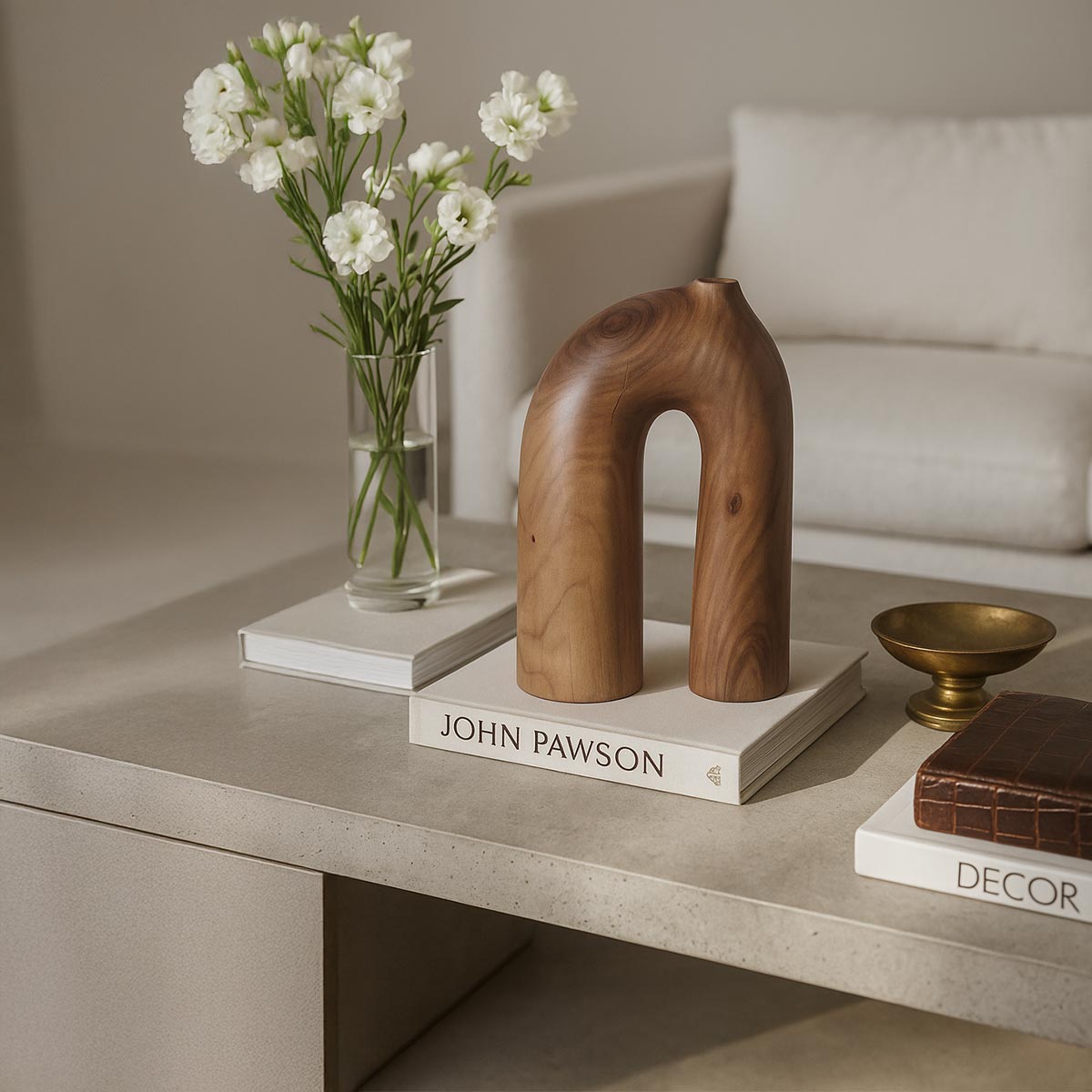 Scultura in legno di ciliegio a forma di arco, pezzo unico firmato Estebanland per Vicode.