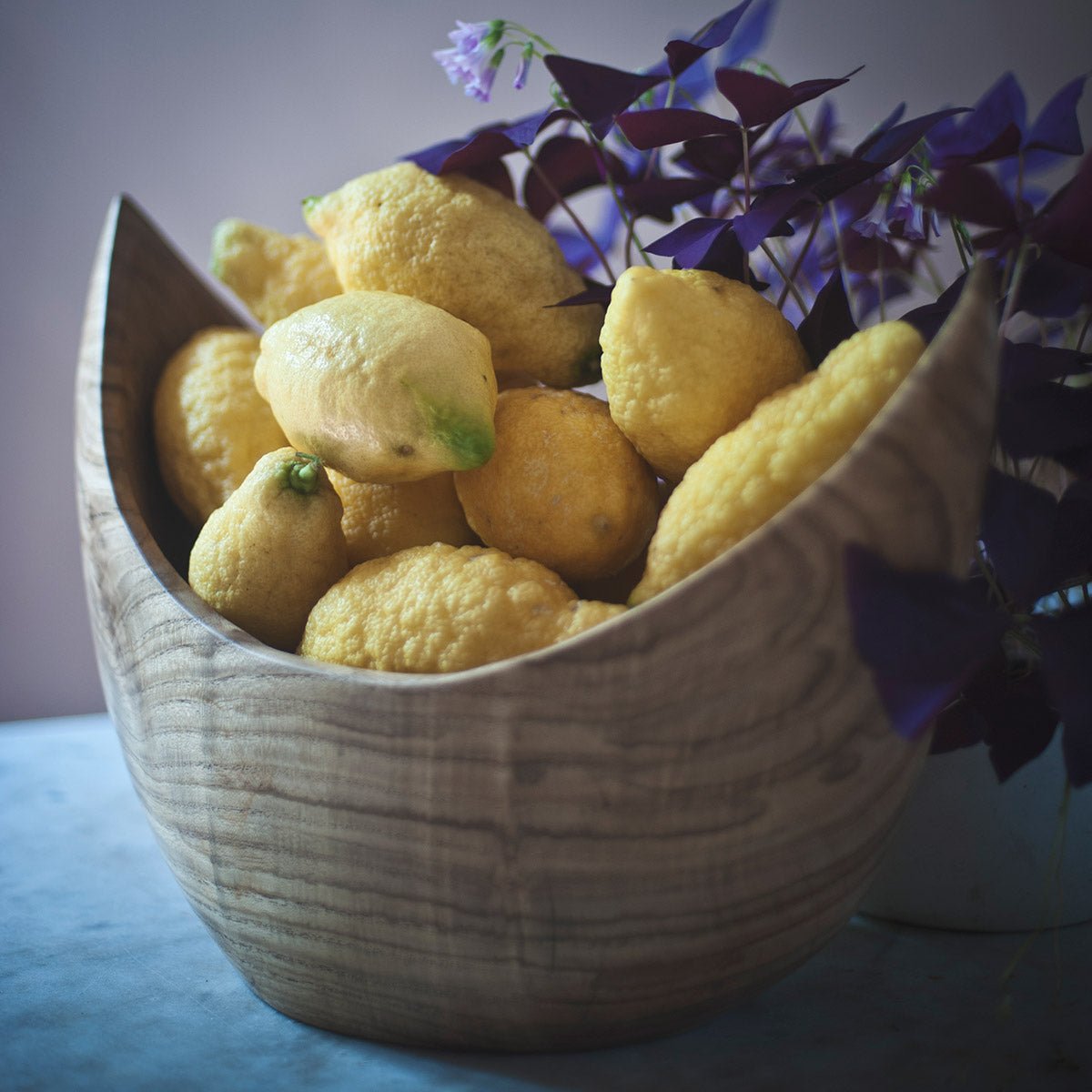 Primo piano della venatura del legno di olmo e della finitura liscia della scultura artigianale.