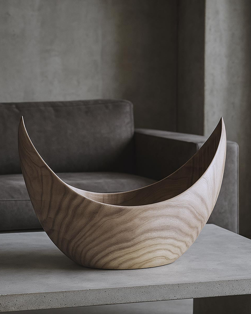 Scultura in legno di olmo massello, firmata Estebanland per Vicode, con le sue punte ascendenti.