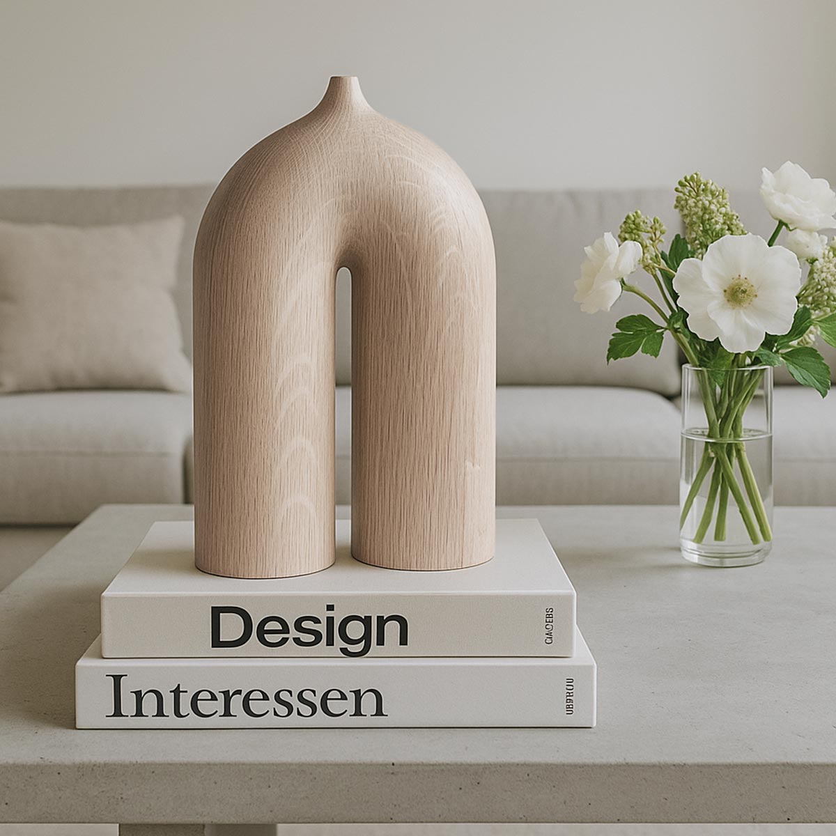 Scultura in legno di rovere a forma di arco, pezzo unico firmato Estebanland per Vicode.