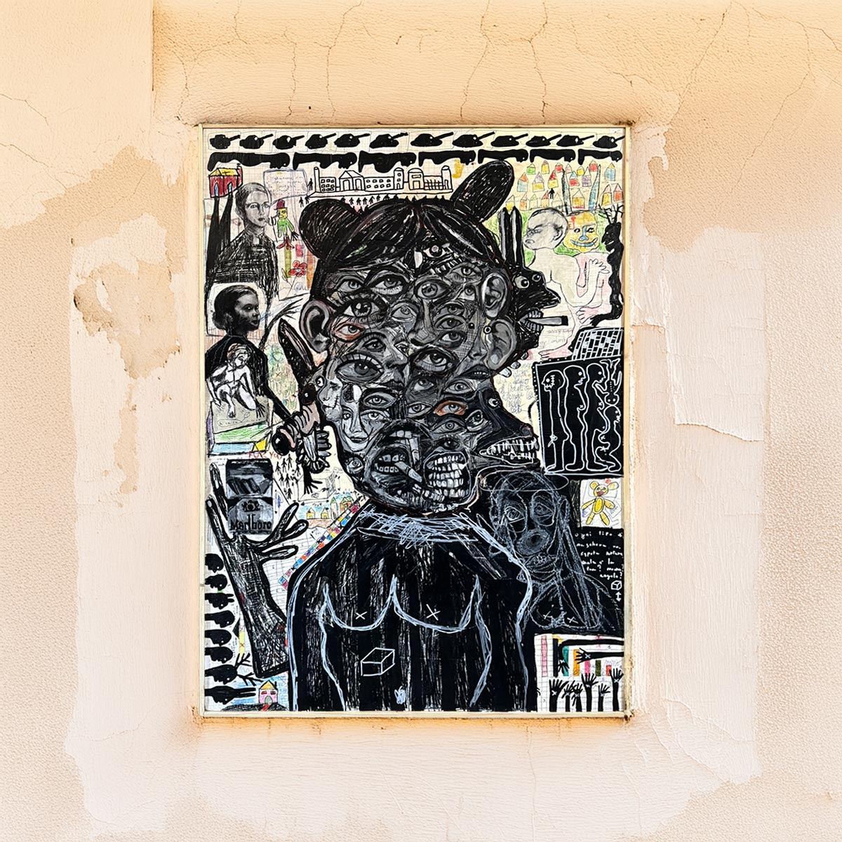 Opera Sui Exitium di Massimiliano Precisi, pittura a tecnica mista su legno.