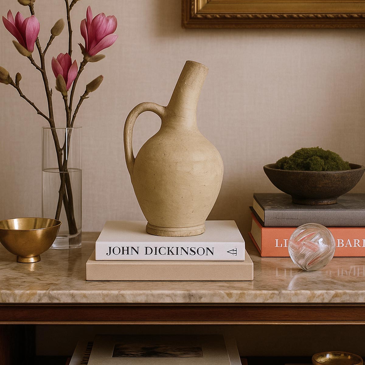 Amphora Camarguaise tradizionale in terracotta grezza, con la sua iconica forma affusolata.