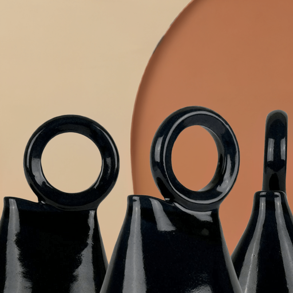 Vista dall'alto del Vaso Azul Noche che ne rivela la forma cilindrica e pulita.