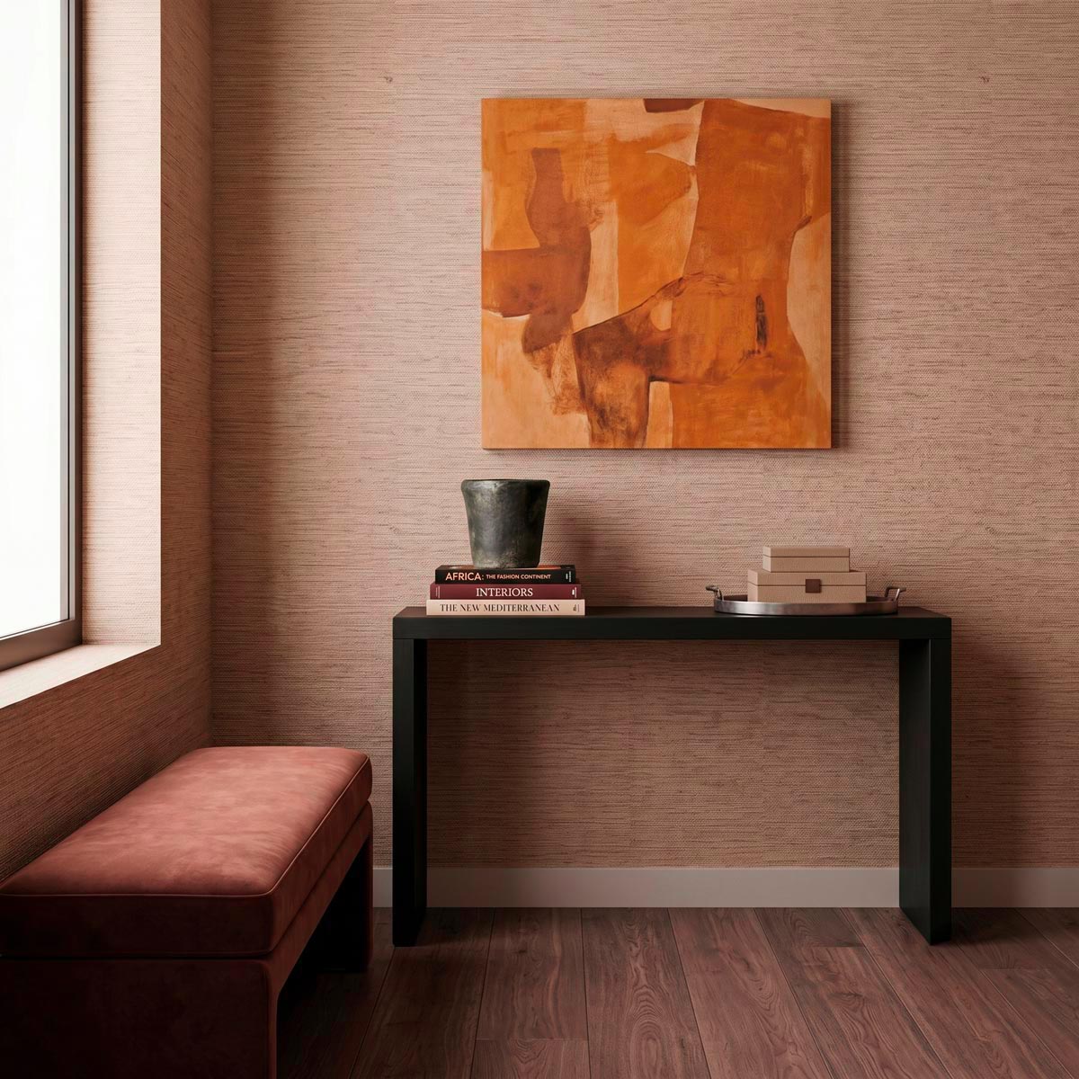 Vaso minimalista ceramica nera di forma conica svasata modellato a mano dall'artista Habiba