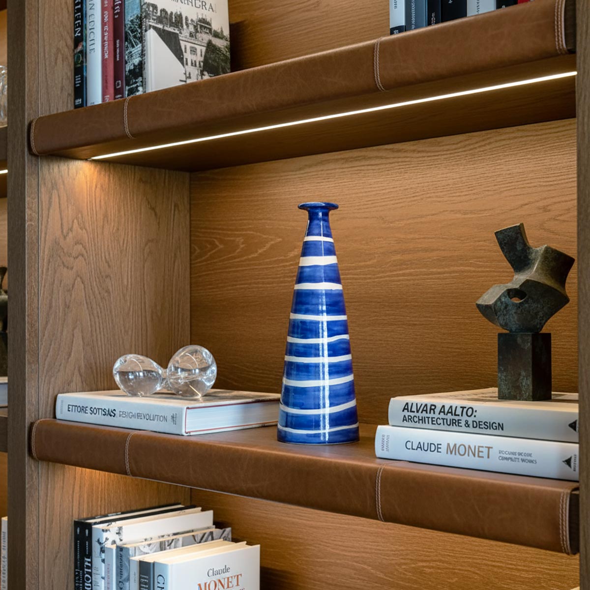 Vaso ceramica Eco Marina di Artema Galli, design a faro blu e bianco stile navale.