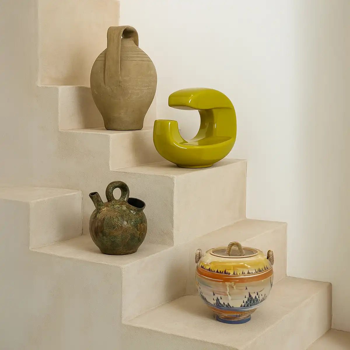 Il vaso Vento di Lilla aperto senza coperchio, utilizzato con delicati fiori secchi.