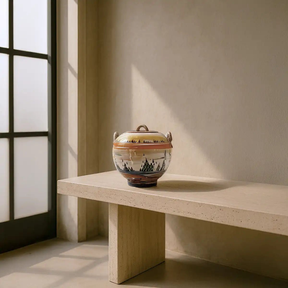 Primo piano del coperchio del vaso Vento di Lilla, che mostra la sua perfetta aderenza.