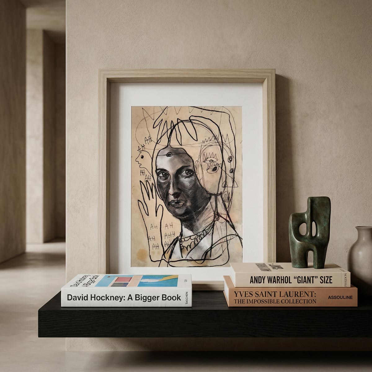 Reinterpretazione della Ragazza con l'orecchino di perla nel quadro design Massimiliano Precisi con icone pop.