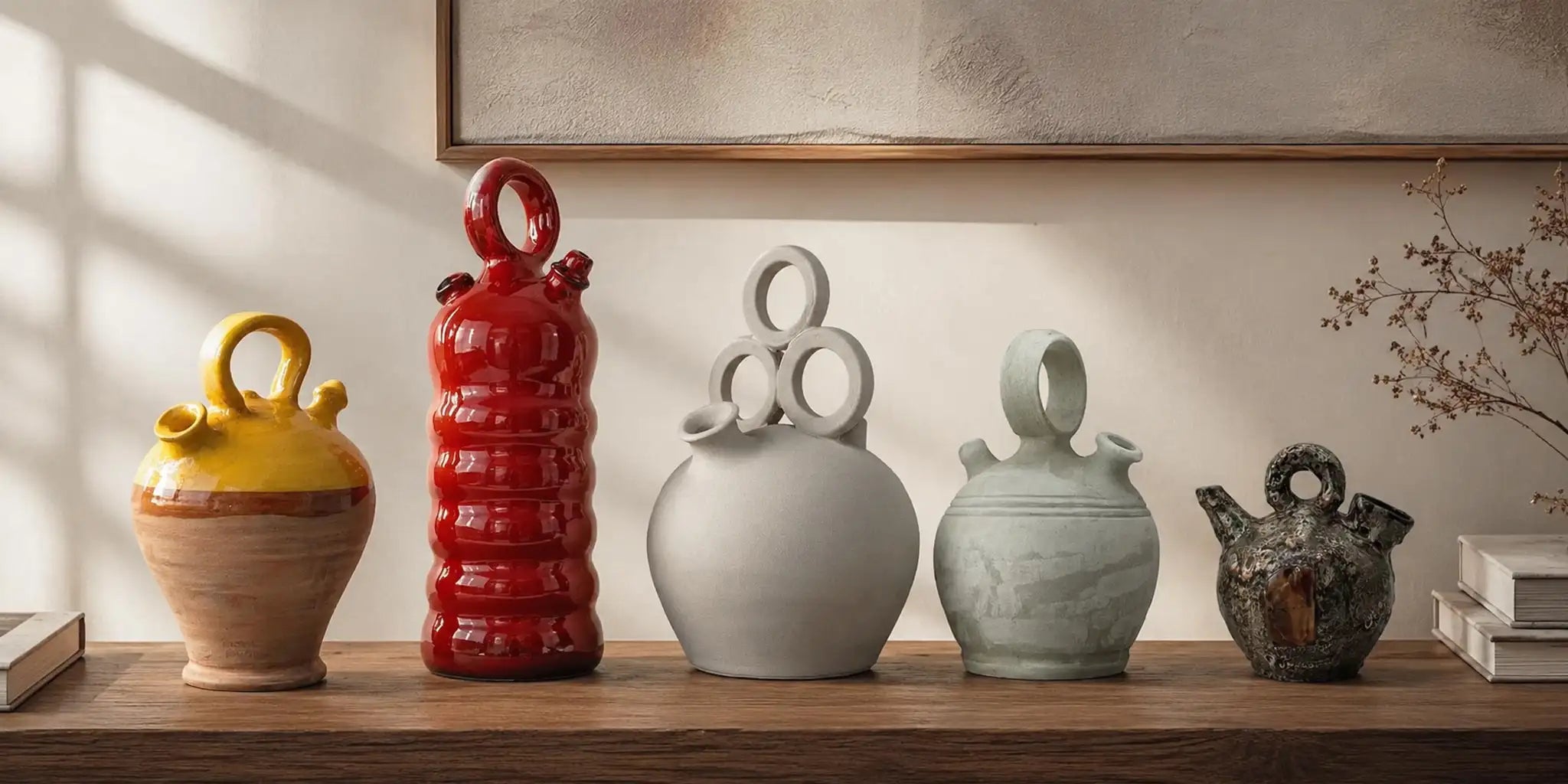 Botijos spagnoli in ceramica selezionati da Vicode in un interno contemporaneo elegante