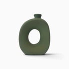 Vaso di design Cordiale in ceramica verde con grande apertura ovale centrale