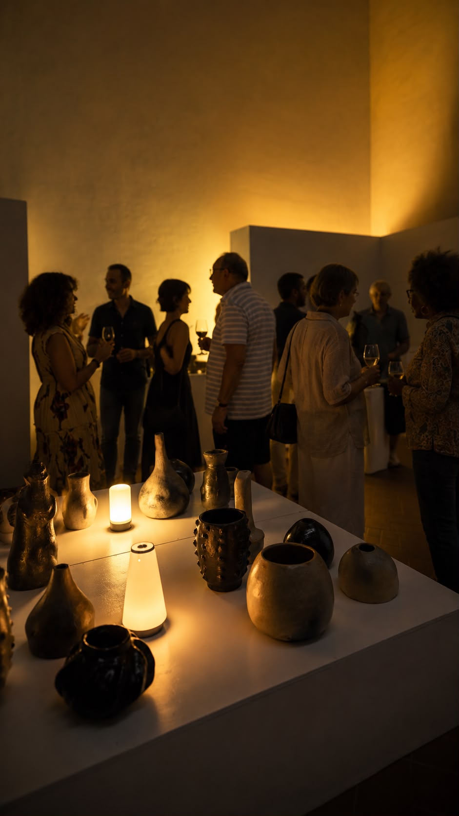 evento materia senza tempo a palazzio preotrio vicopisano esposizione di vasi malles x vicode, vernissage con persone atmodfera suggestiva