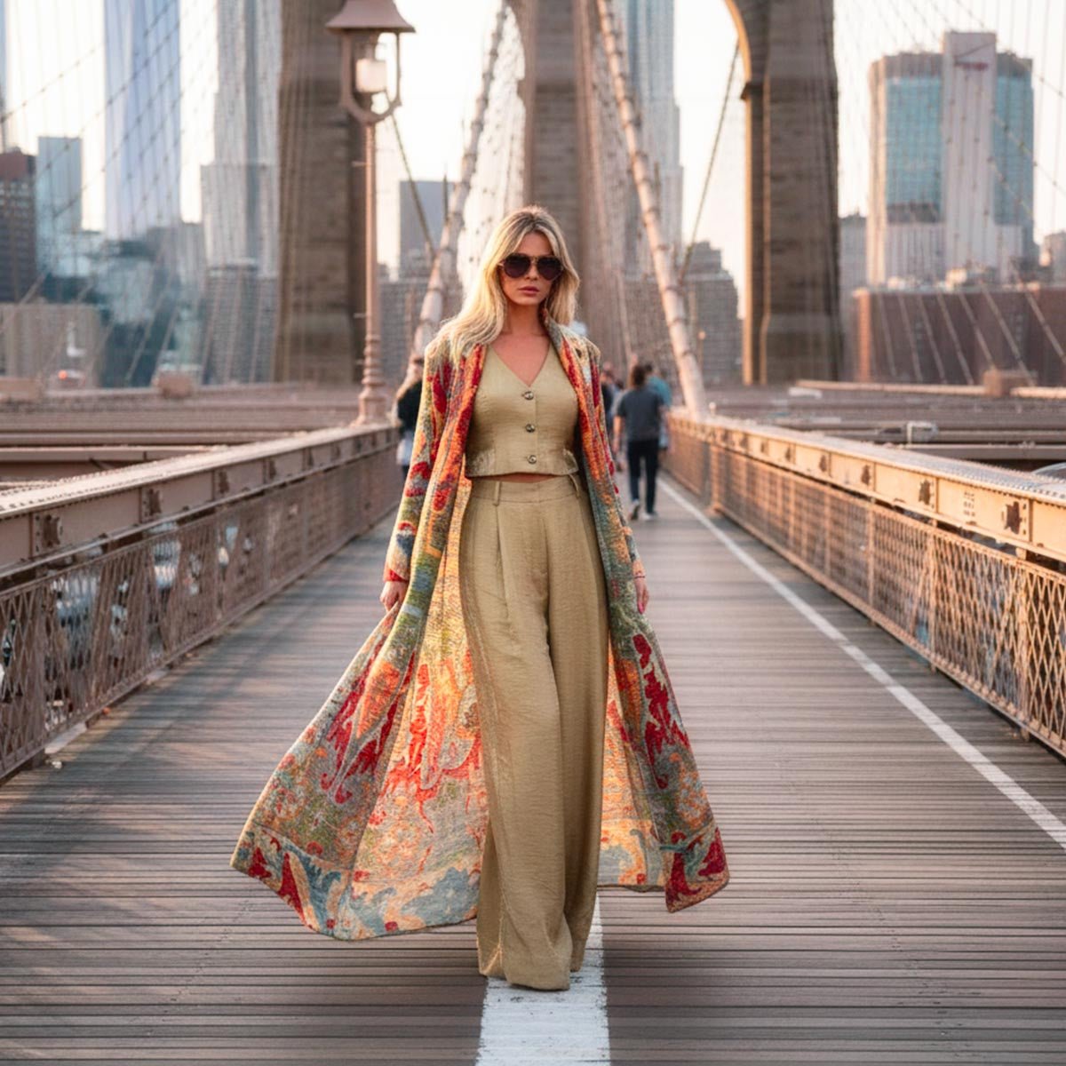 Kimono soprabito Manhattan, capo in edizione limitata Vicode con fantasia astratta e colorata.